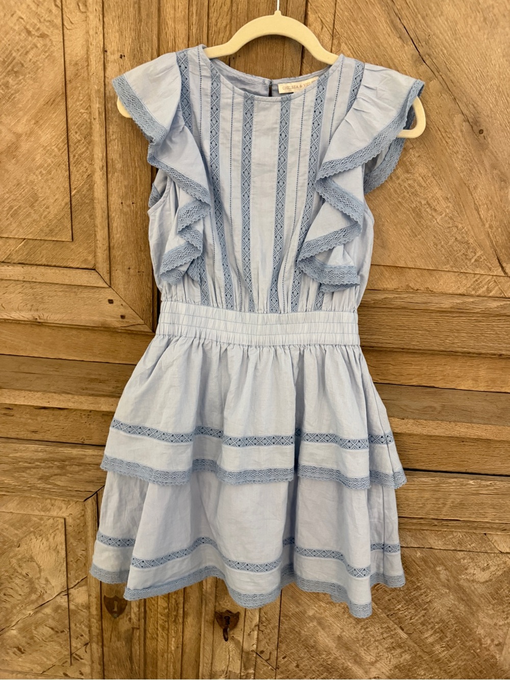 "Bekah Lace" Ruffle Mini Dress
Soft Chambray (Sky Blue)
